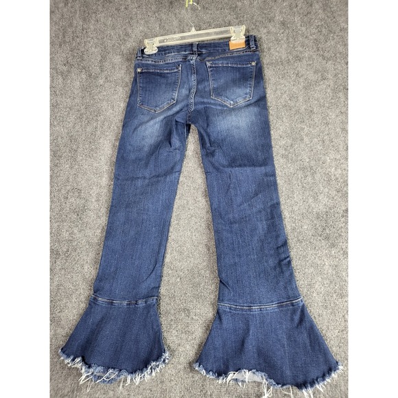 Judy Blue Flare Jeans Frayed Hem Crop Flare‎ Fit Dark Wash Denim Women Sz 5/27 - Picture 2 of 12